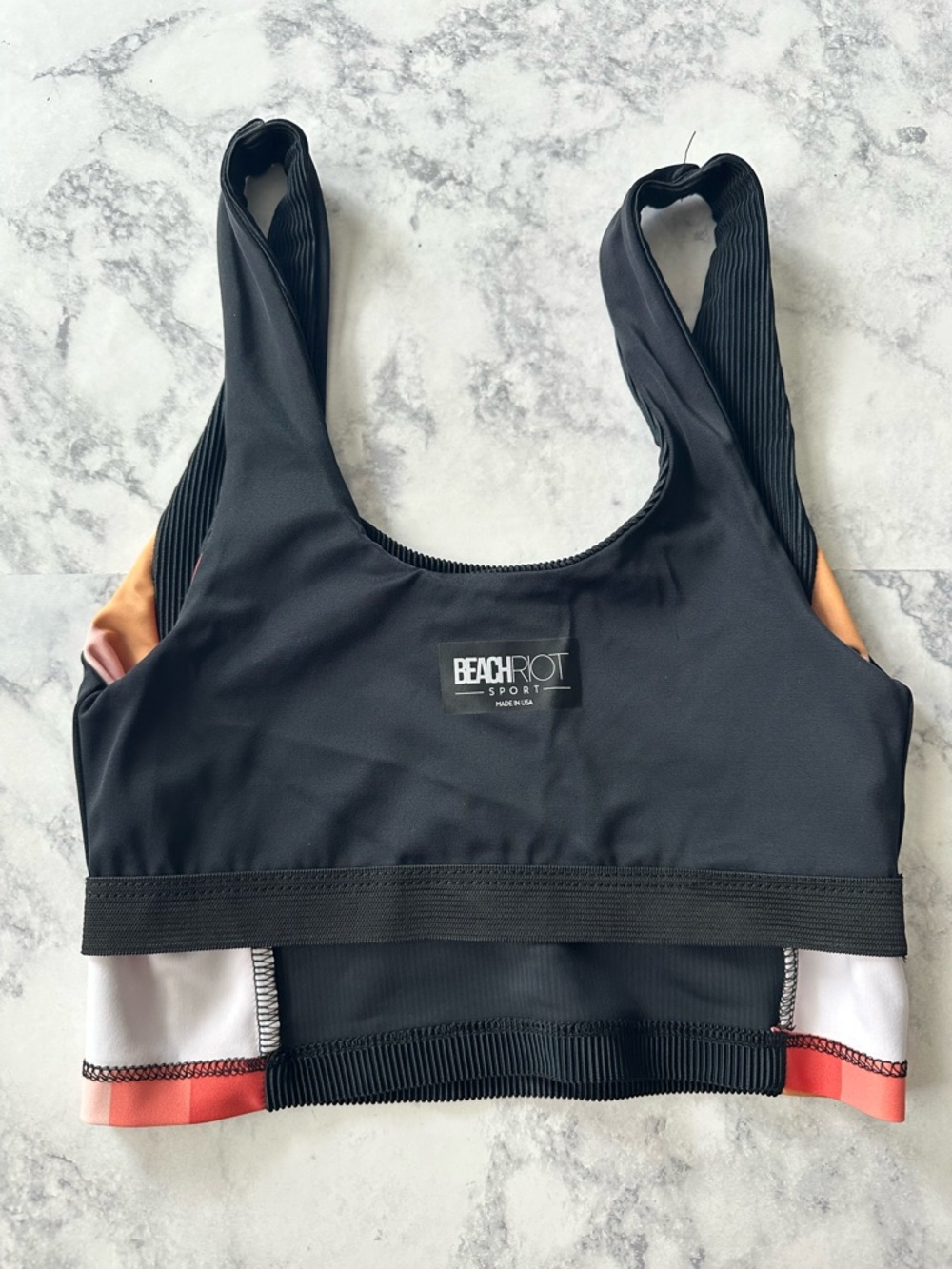 Beach Riot Tessa Top In Coral Stripe In Black - Picture 6 of 10